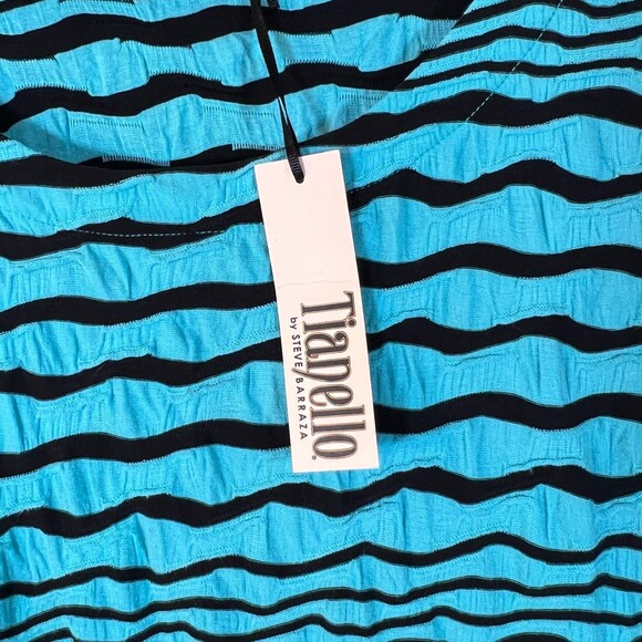 Tianello by Steve Barraza Stripe Knit Jersey Jacquard Ballet Tee Acapulco XL NEW - Picture 5 of 8
